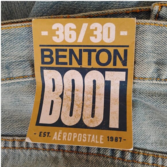 Aeropostale Mens Benton Bootcut Jeans 36/30 Light Wash Sit At Waist Loose Thigh - Picture 5 of 6